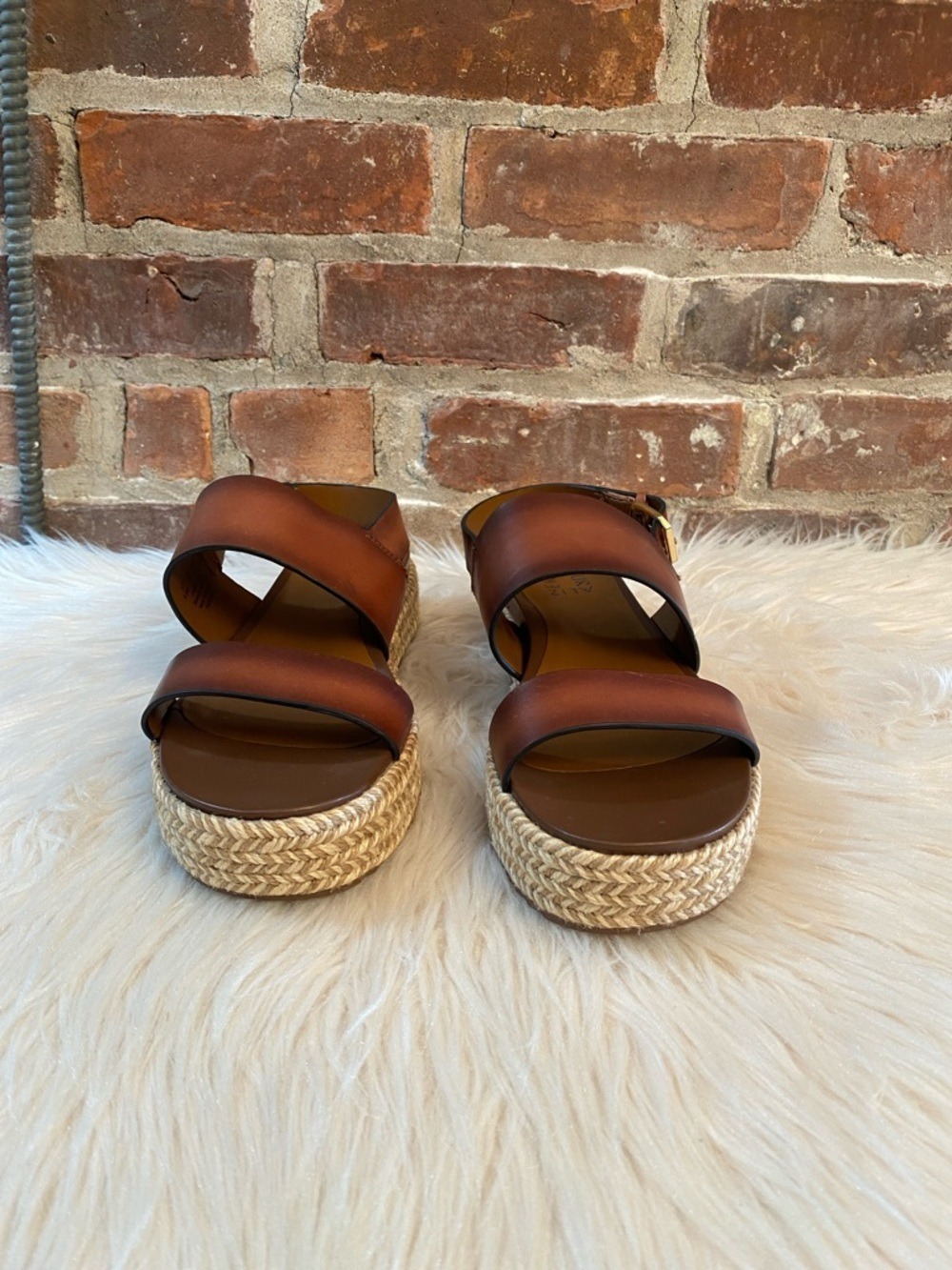 Naturalizer Patience Platform Brown Leather Sandals, Size 9.5 - Picture 7 of 16